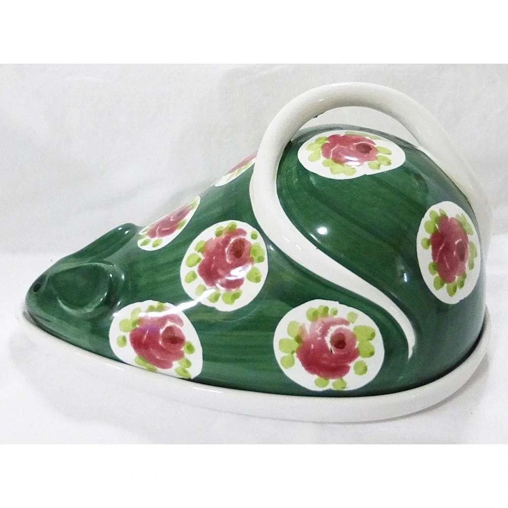 Vtg bellini mouse covered cheese tray hand painted kitchen italy serving dish